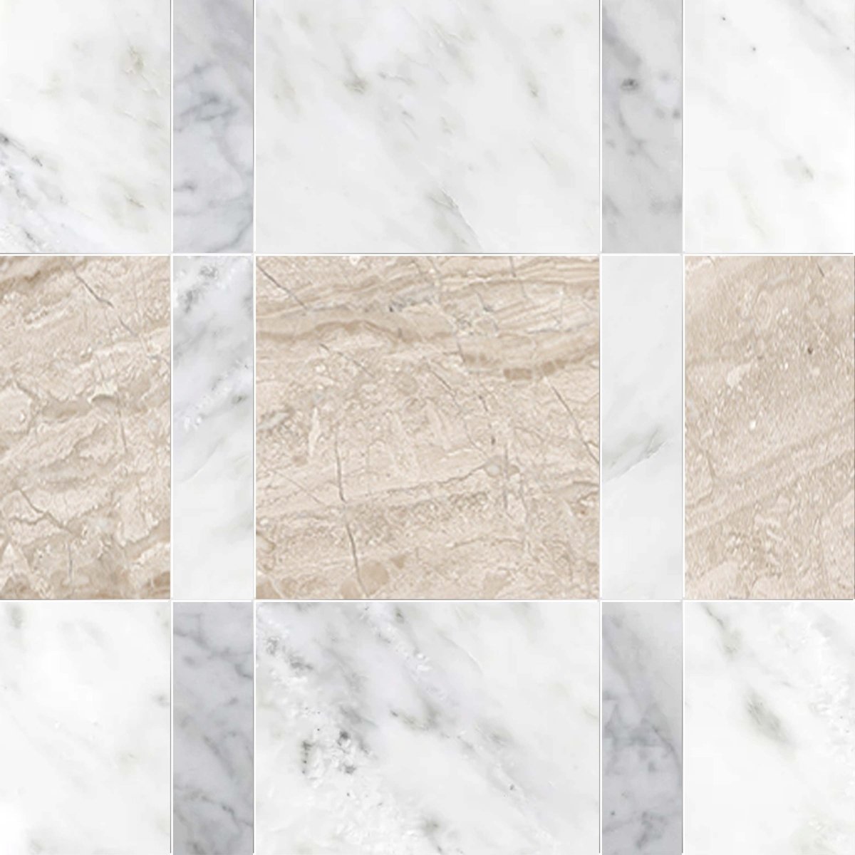 Grid of various marble and stone textures in neutral colors.