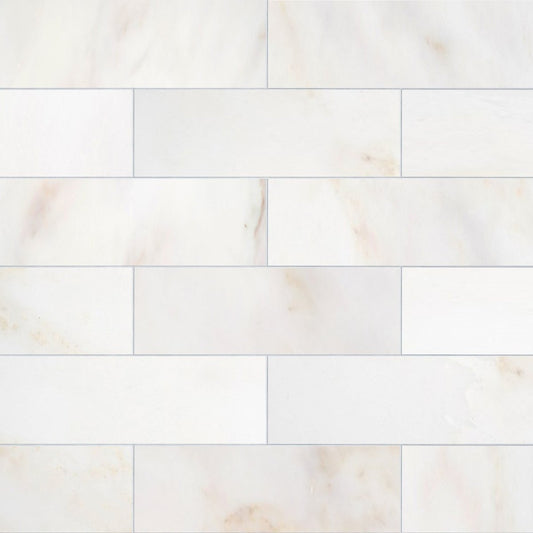 White marble tiles with subtle gray veining