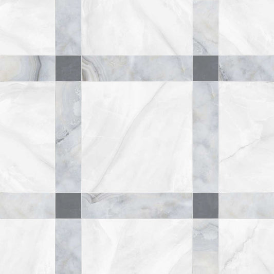 Checkered pattern of gray and white tiles