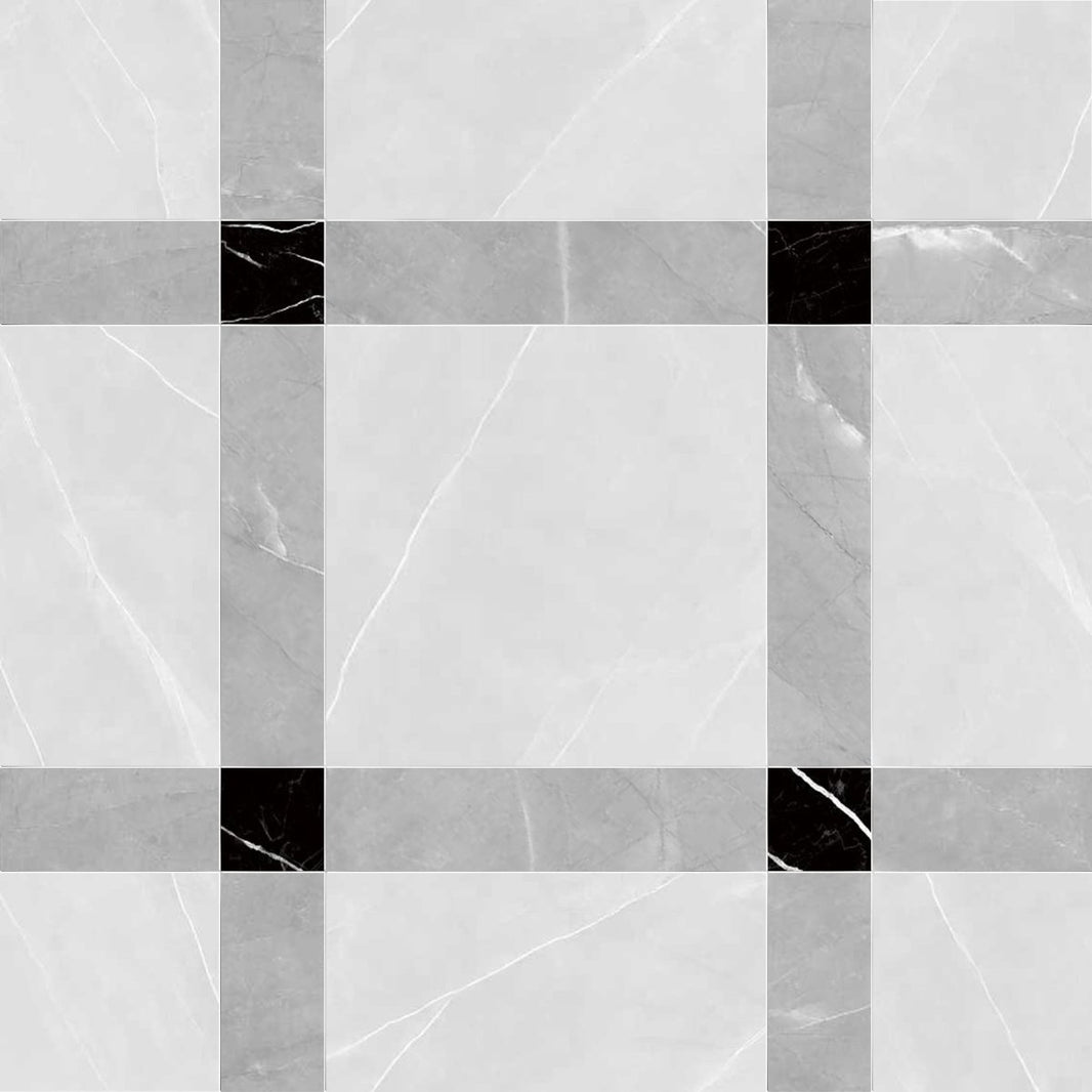Callam Grey Square Porcelain Geometric Waterjet Tile