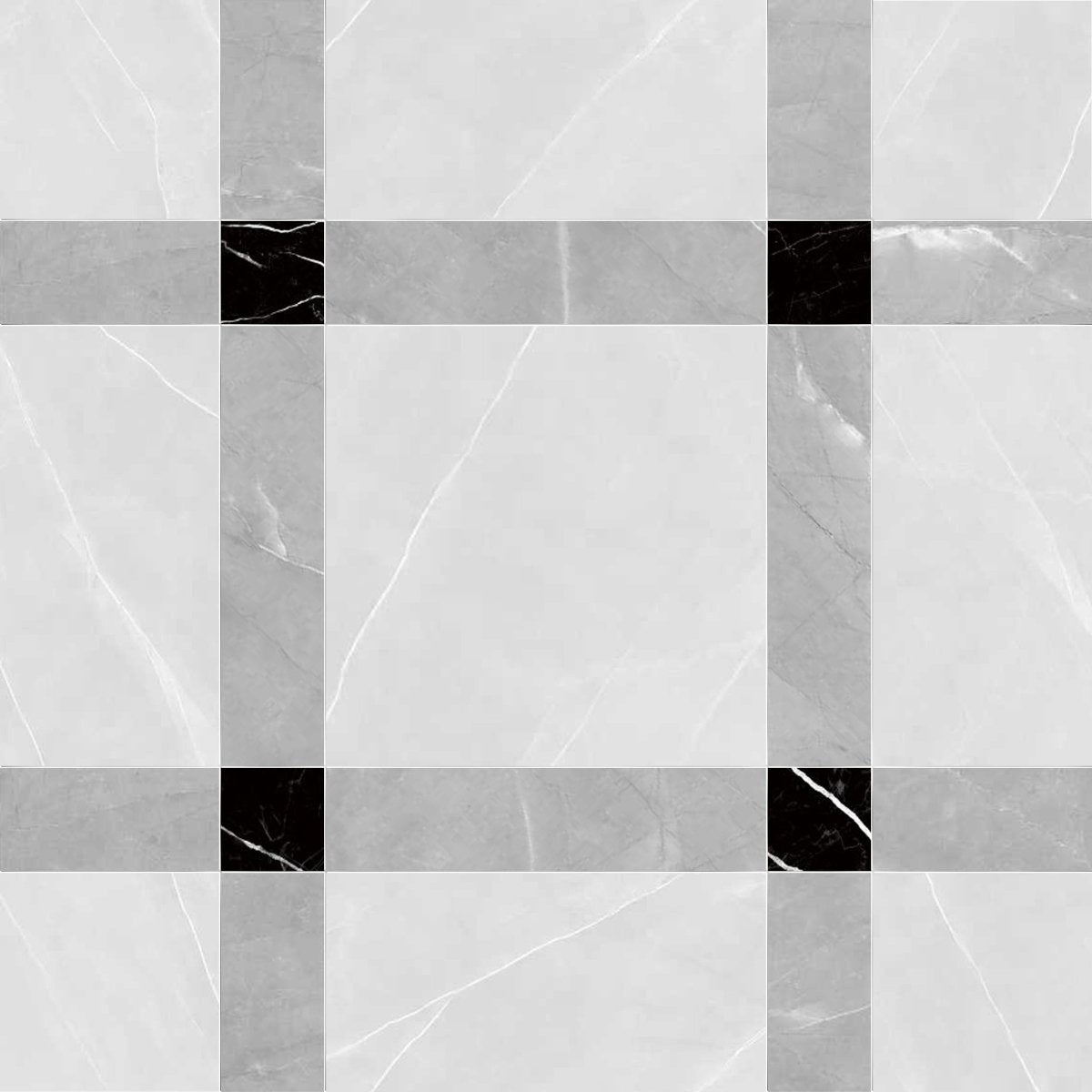Callam Grey Square Porcelain Geometric Waterjet Tile