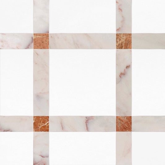 Checkered pattern of light and dark brown tiles