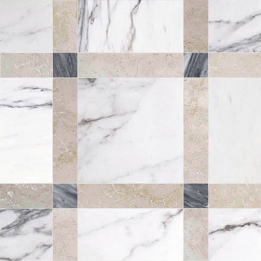 Callam Bianca Square Geometric Waterjet Tile