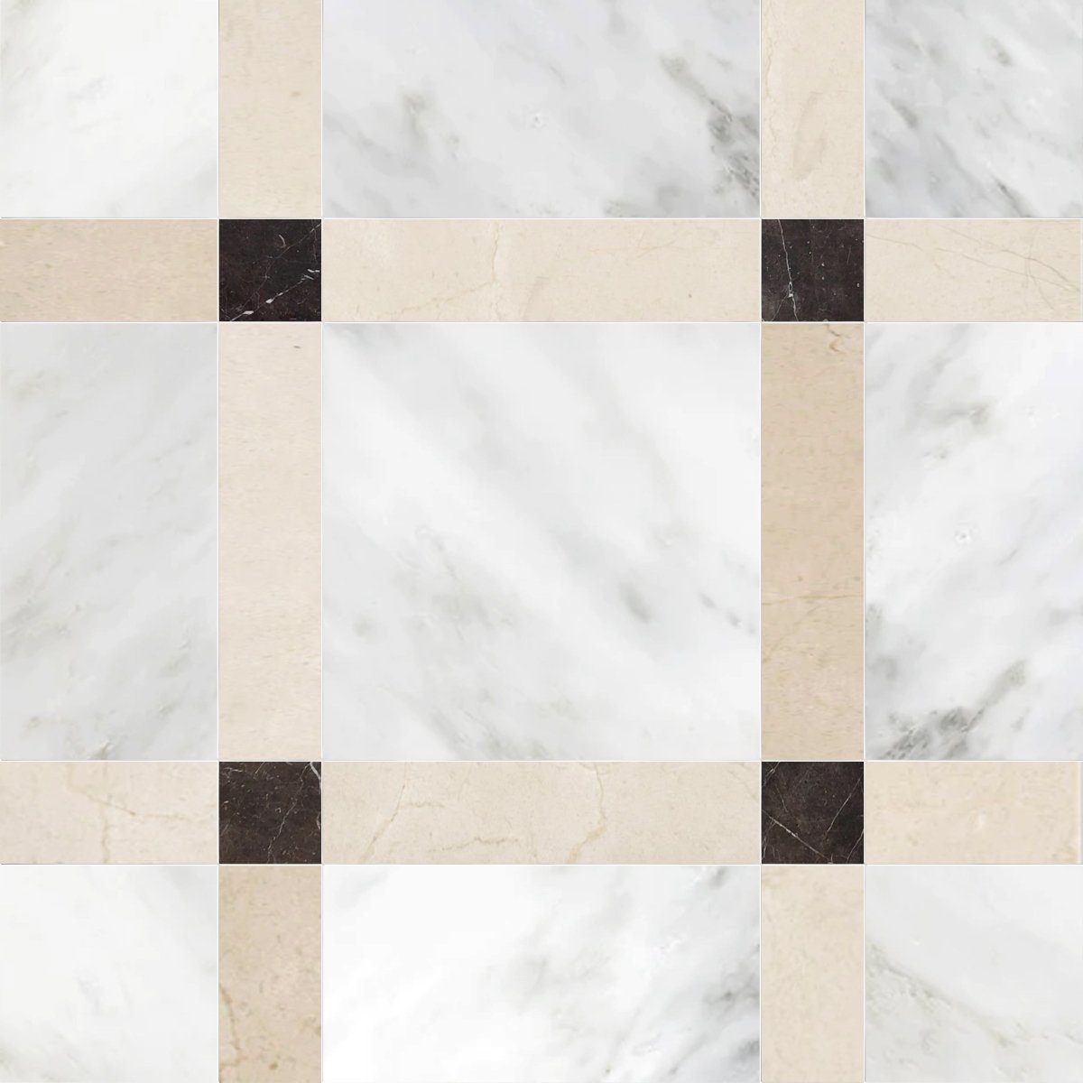 Callam Crema Square Geometric Waterjet Tile