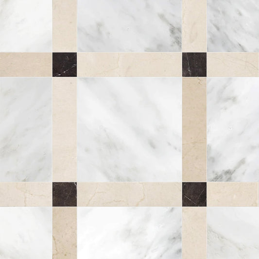 Callam Crema Square Geometric Waterjet Tile