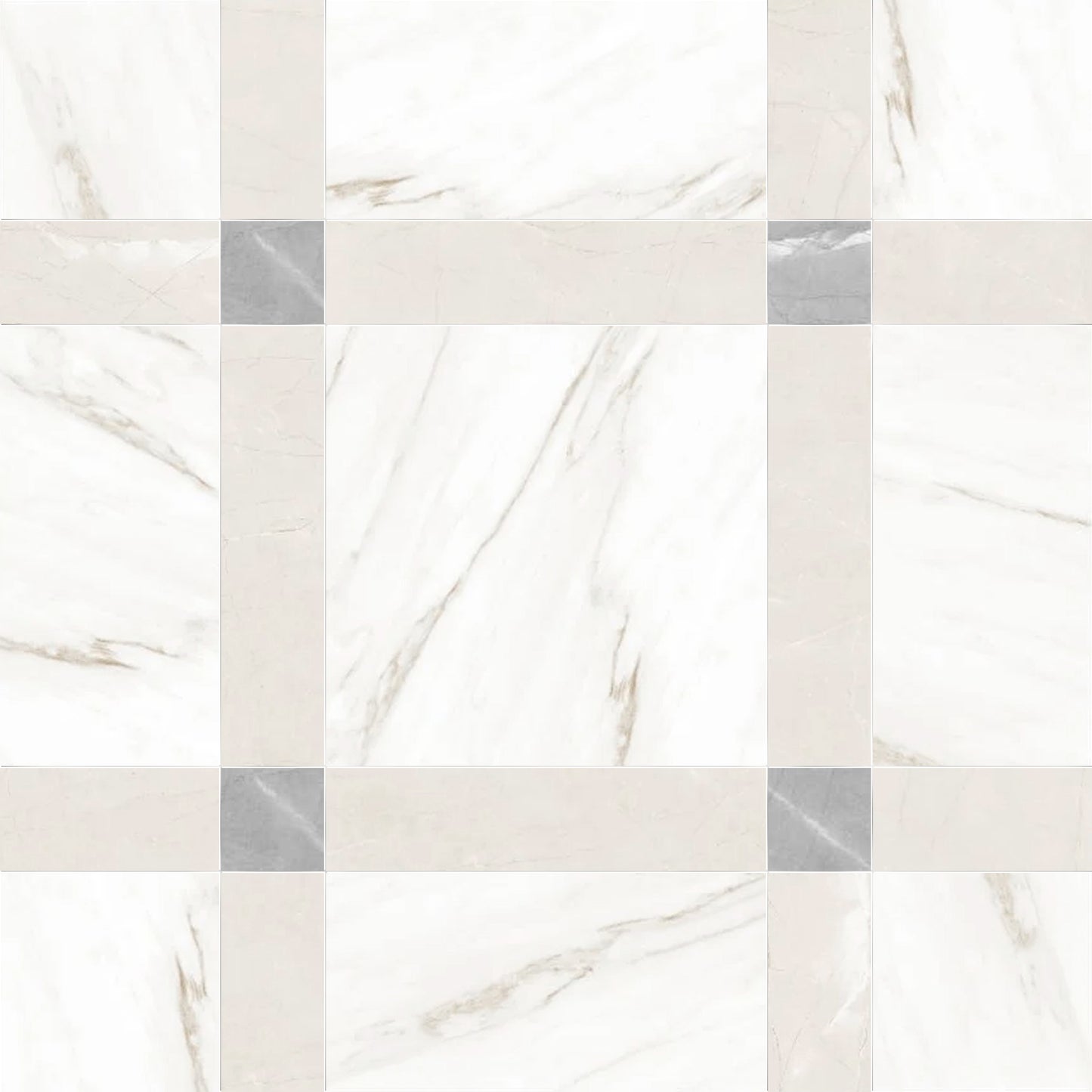Callam Crema Square Porcelain Geometric Waterjet Tile