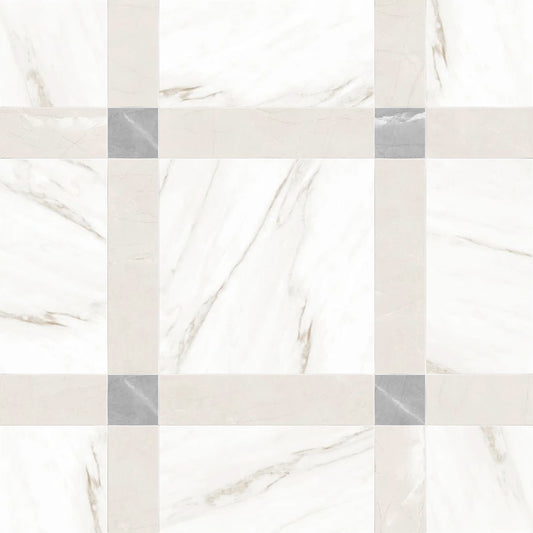 Callam Crema Square Porcelain Geometric Waterjet Tile