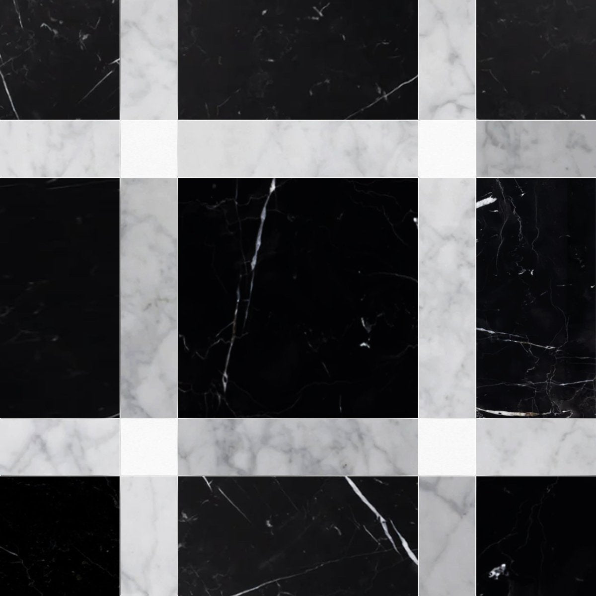 Callam Nero Square Geometric Waterjet Tile