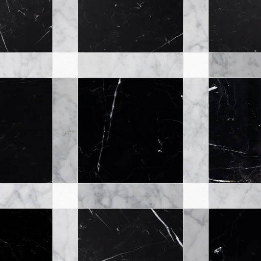 Callam Nero Square Geometric Waterjet Tile