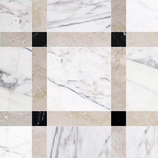 Callam Pepper Square Geometric Waterjet Tile