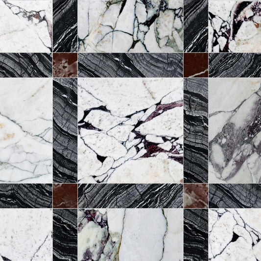 Callam Rouge Square Geometric Waterjet Tile