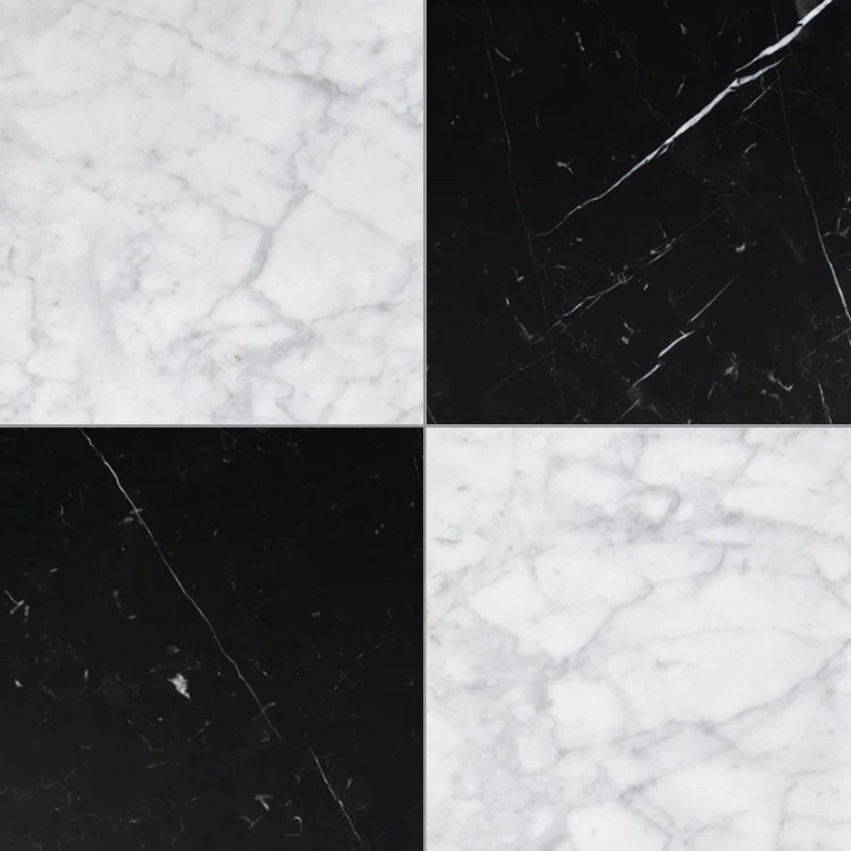 Checkerboard Carrara and Nero Marble Field Tile 24''x24''x3/8''