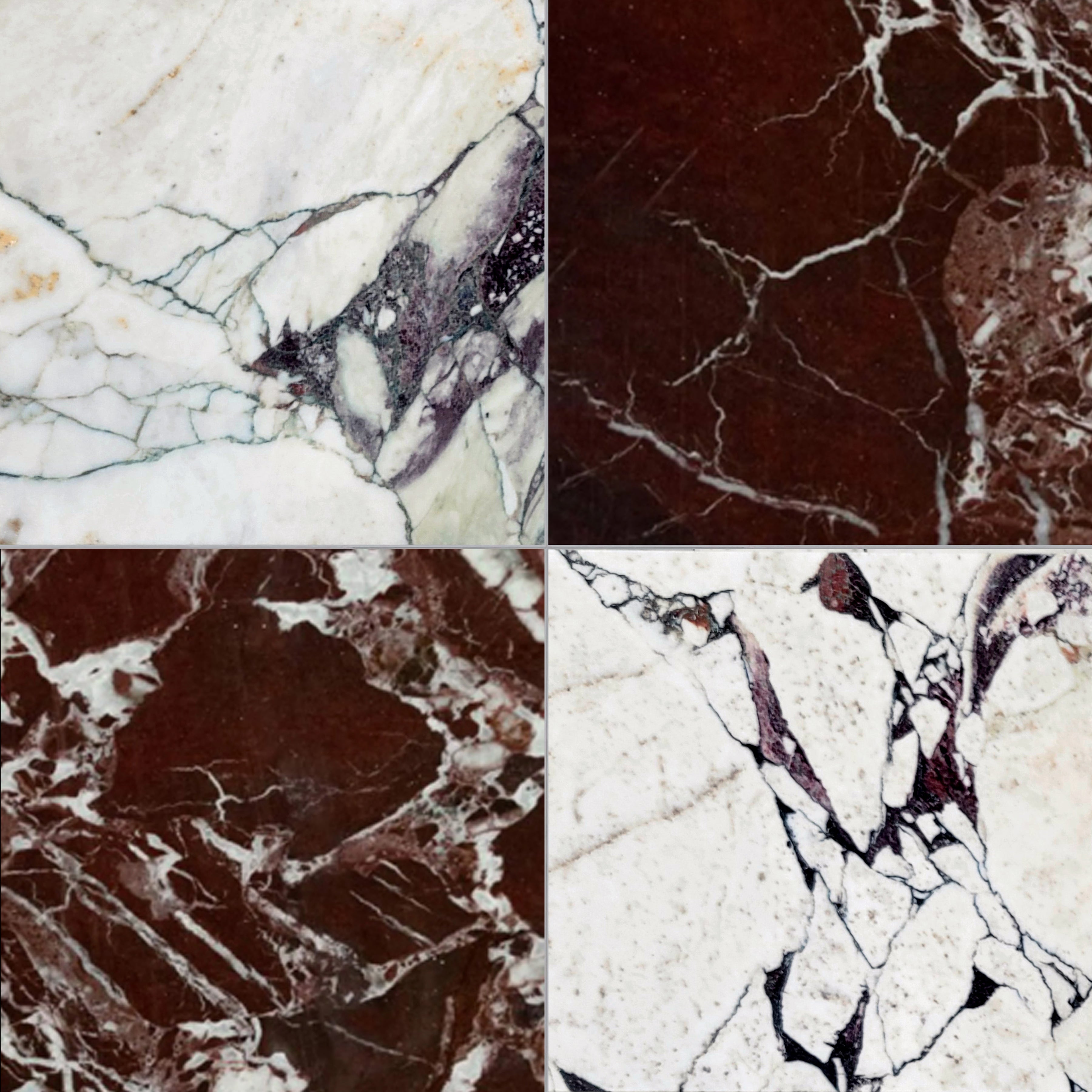 Checkerboard Rosso Levanto and Breccia Capraia Marble Field Tile