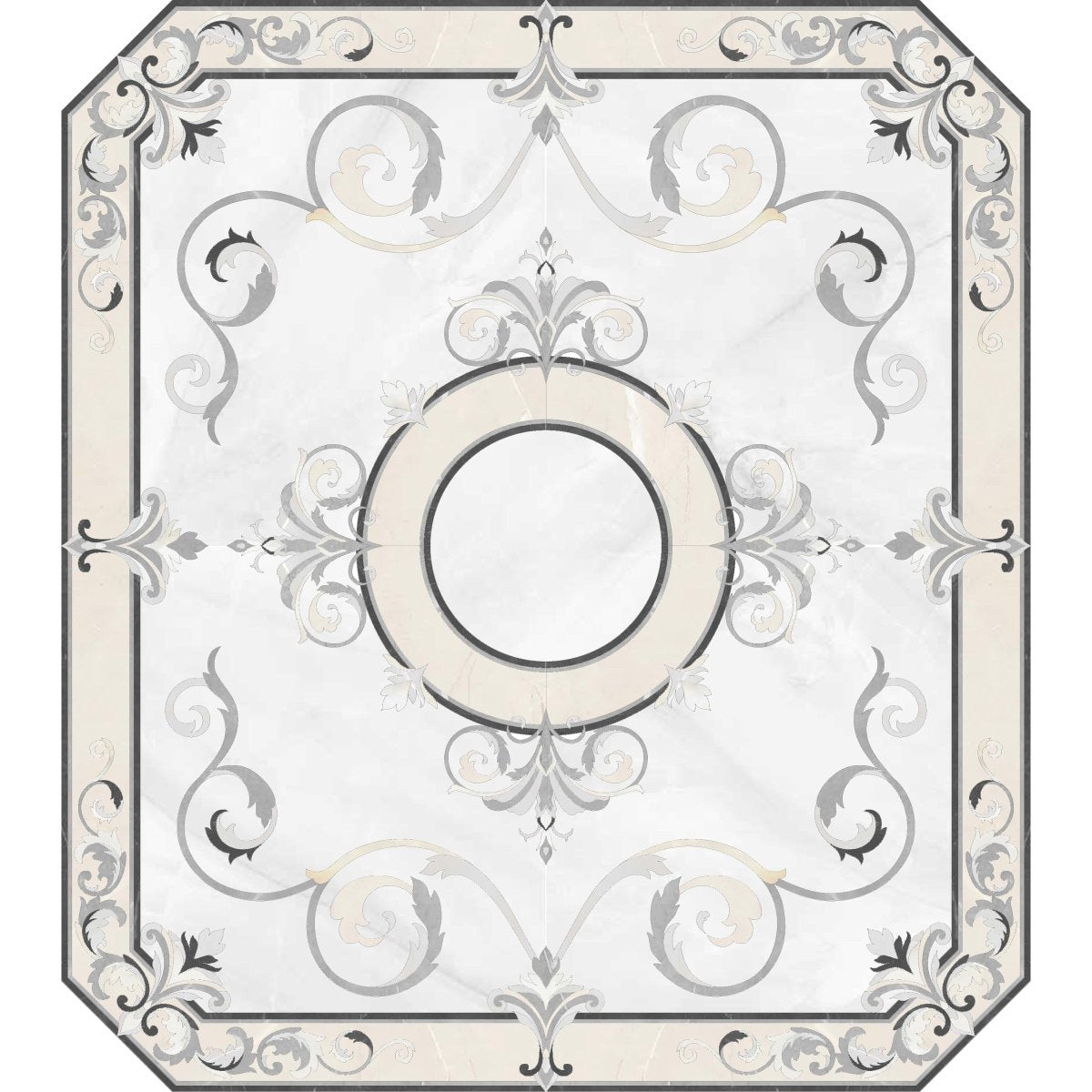 Classic Elay Crema 183 3/4''x207" Porcelain Inlay Medallion