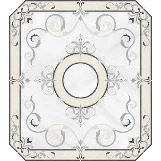 Classic Elay Crema 183 3/4''x207" Porcelain Inlay Medallion