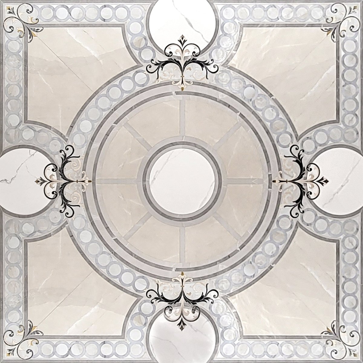 Beige-cream Traditional Porcelain Medallion