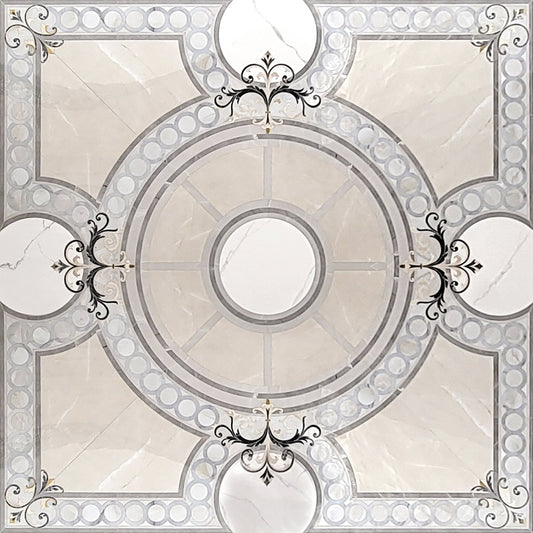 Beige-cream Traditional Porcelain Medallion