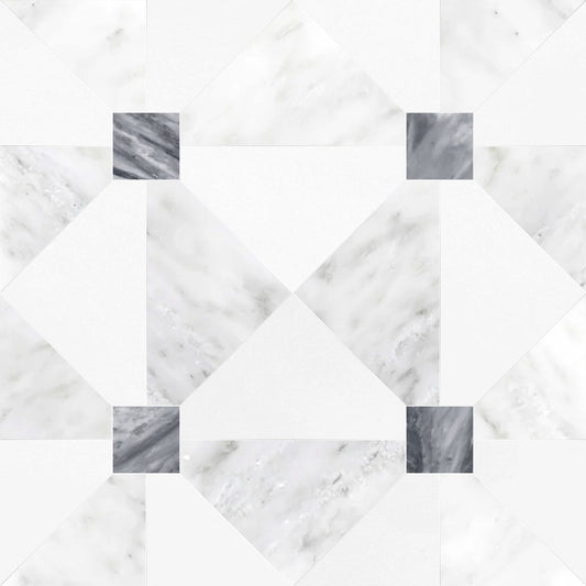 Marble pattern with a geometric arrangement of squares.