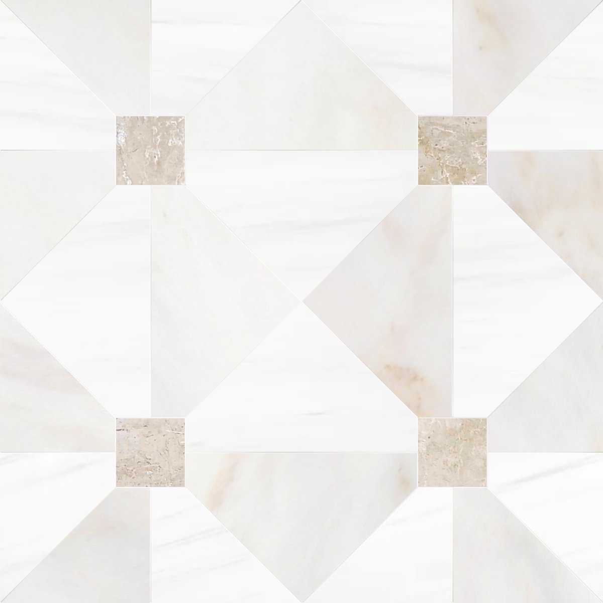 Geometric pattern with diamond shapes in white and beige on a light gray background