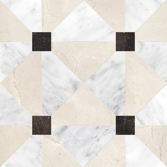 Patterned tile design with geometric shapes in neutral colors