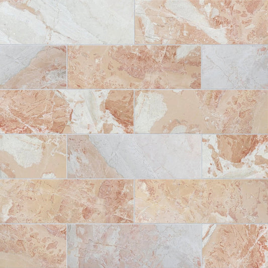 Pattern of beige and white marble tiles