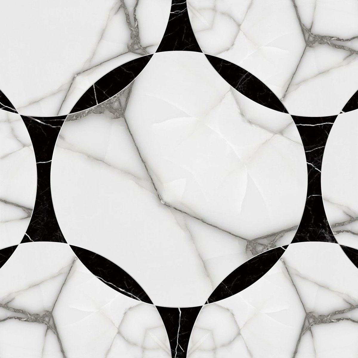 Dimas Calacatta Spyder Circle Porcelain Waterjet Mosaic