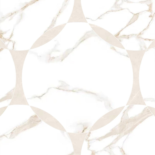 Dimas Calacatta Udi Circle Porcelain Waterjet Mosaic