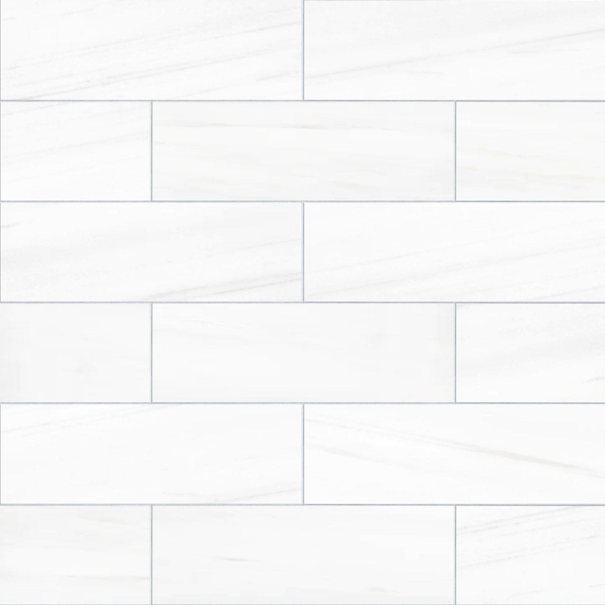 White floor tiles arranged in a grid pattern