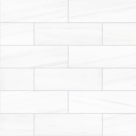 White floor tiles arranged in a grid pattern