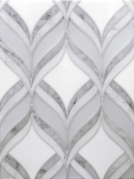 Effusion Joyce Leaf Stone & Glass Waterjet Mosaic