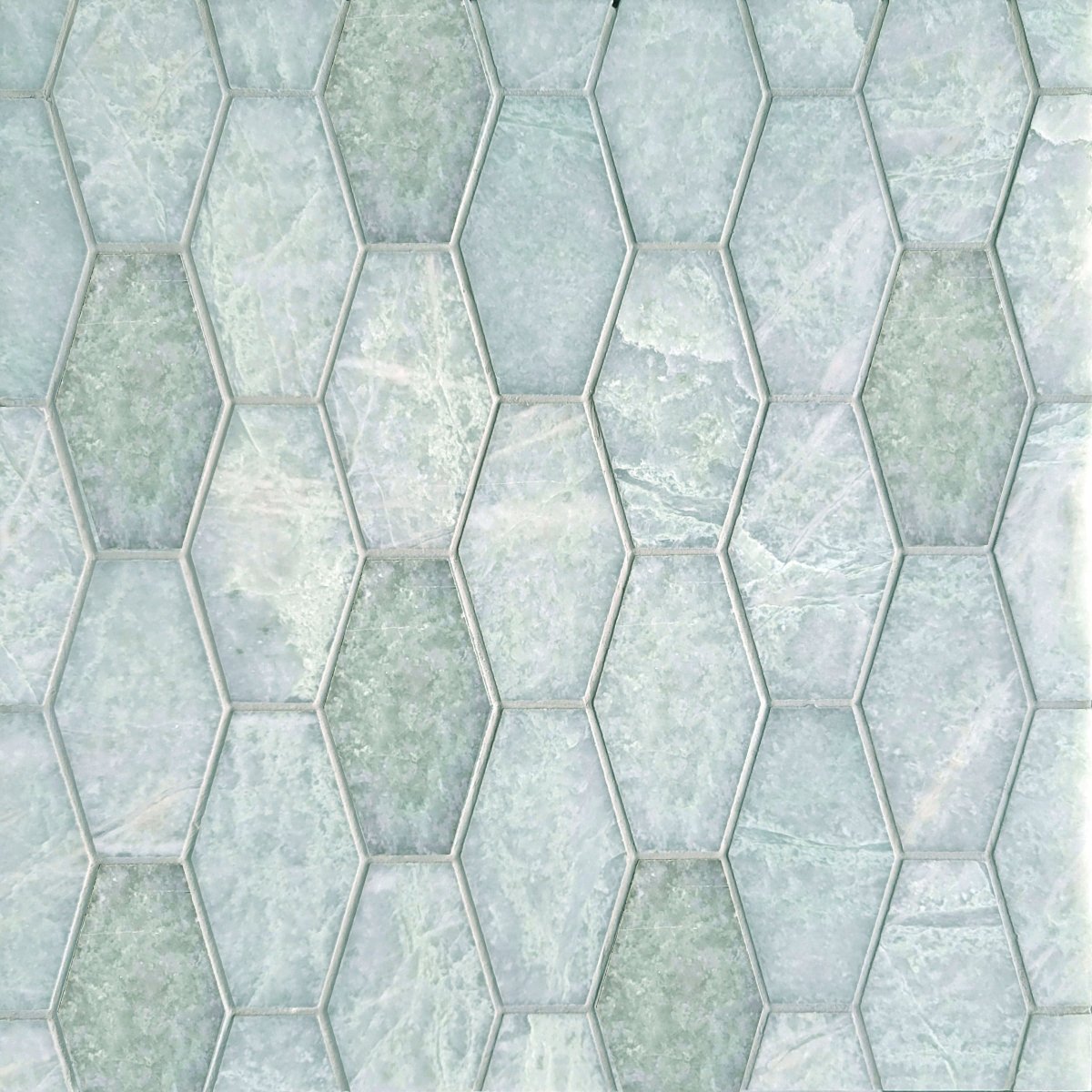 Elongated Hexagon Emerald Green Stone Mosaic