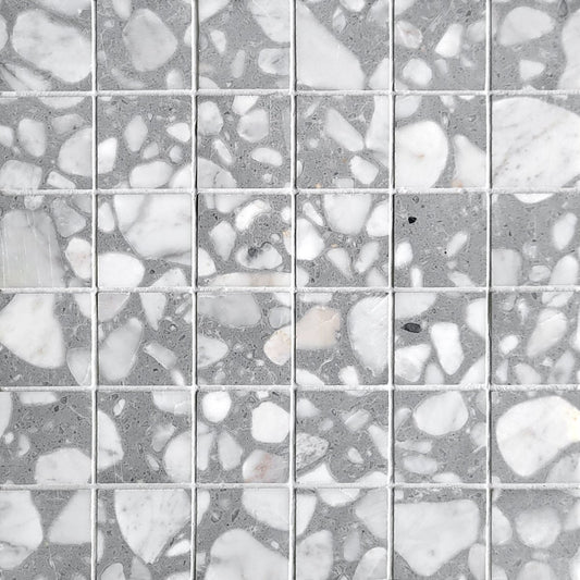 Straight Grigio Marble Terrazzo Honed 2''x2'' Mosaic