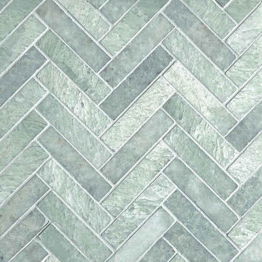 Herringbone Emerald Green 1"x2" Stone Mosaic