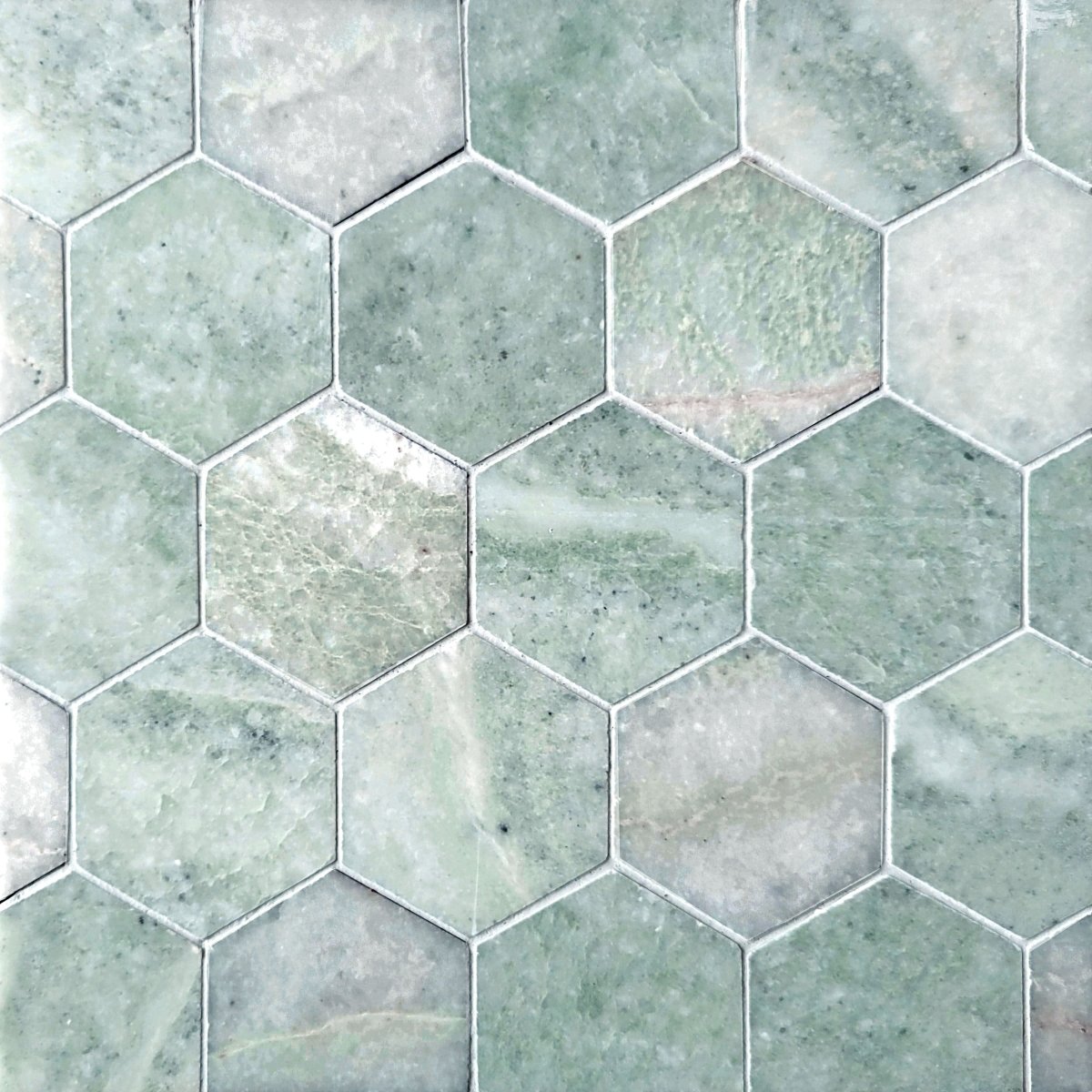 Hexagon Emerald Green 3'' Stone Mosaic