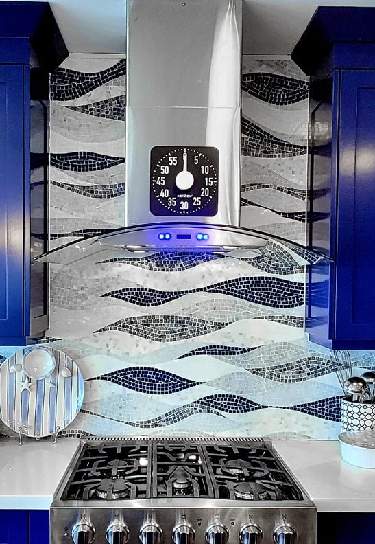 Onda Achiarra Wave Stone Mosaic - Artsaics Onda Achiarra Wave Stone Mosaic - Artsaics