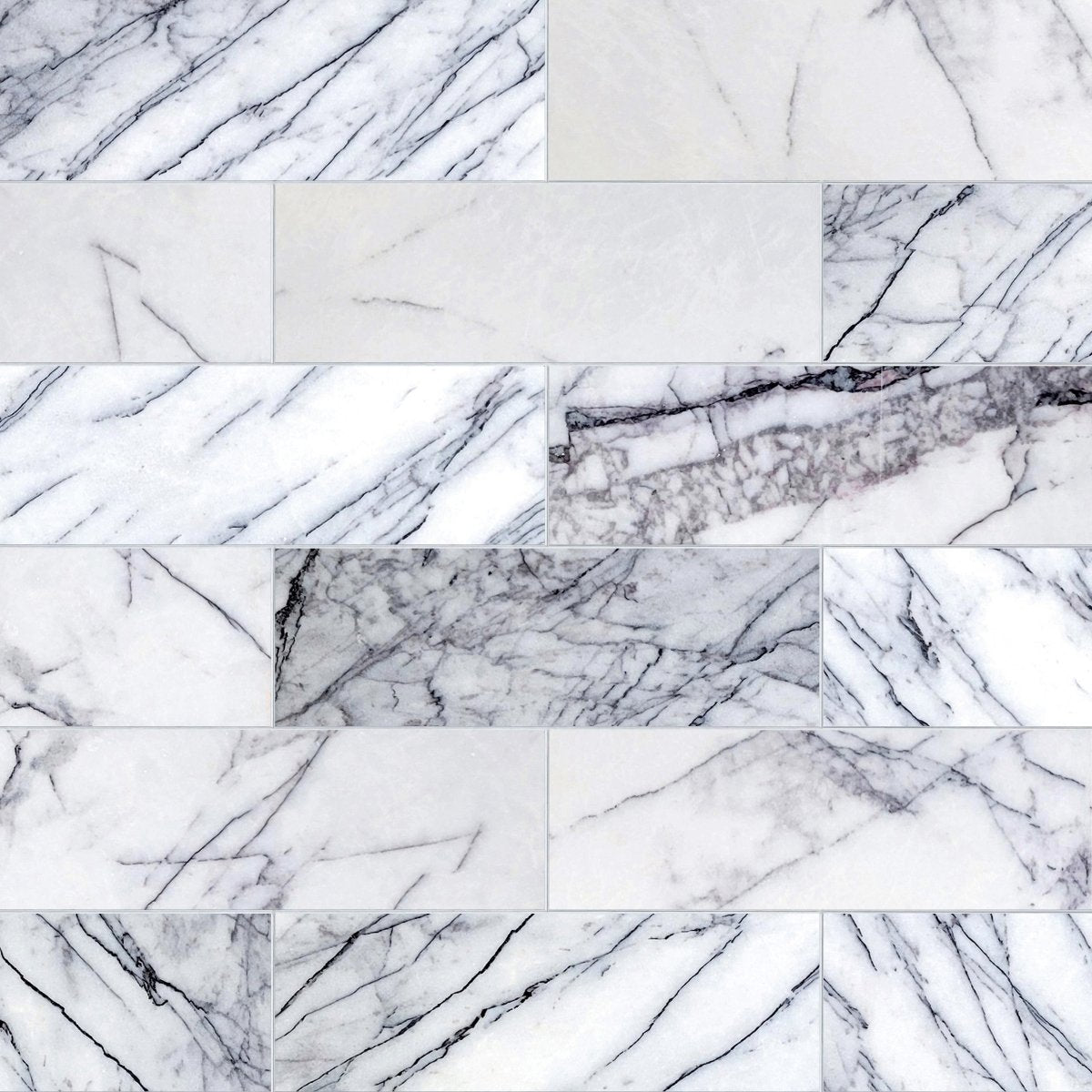 Collection of white and gray marble tiles.