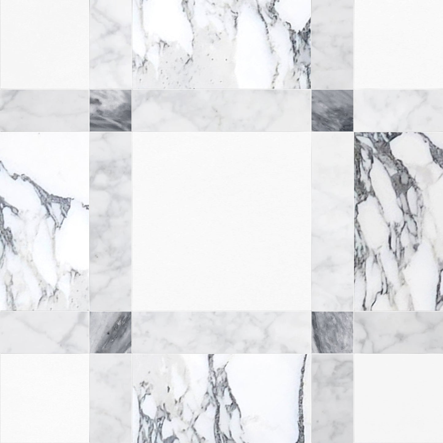 Pattern of white and gray marble tiles.
