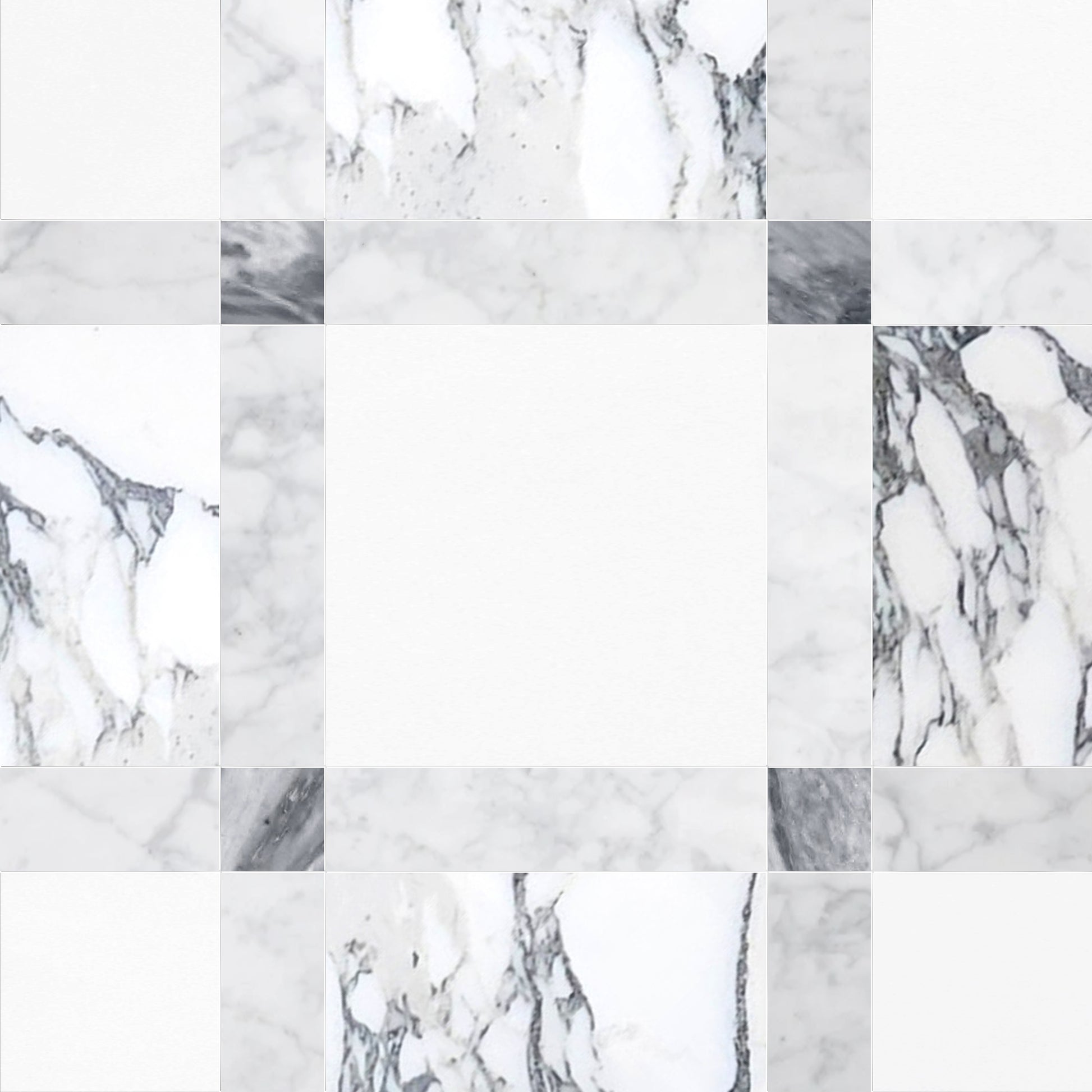 Pattern of white and gray marble tiles.