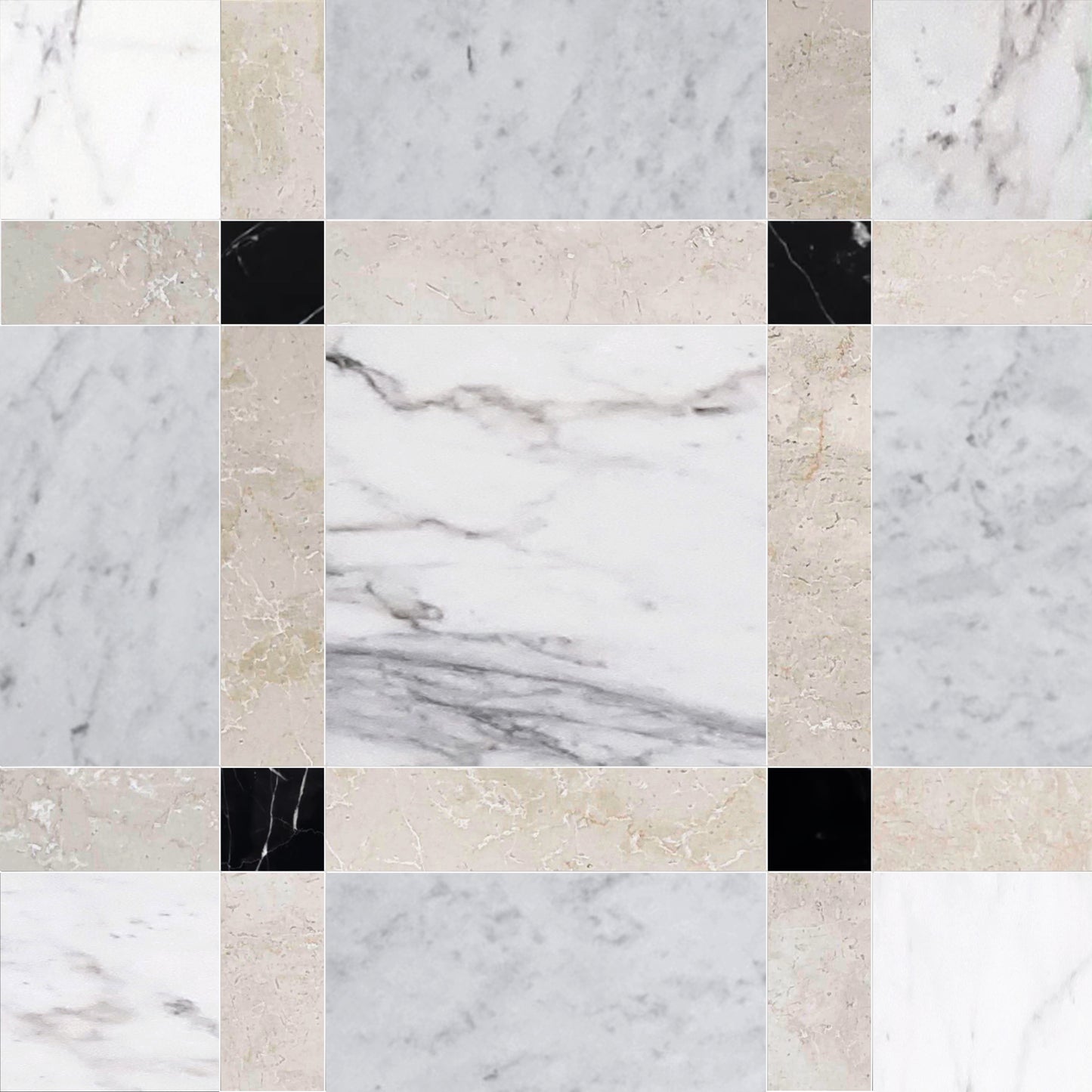 Grid of various marble tile patterns