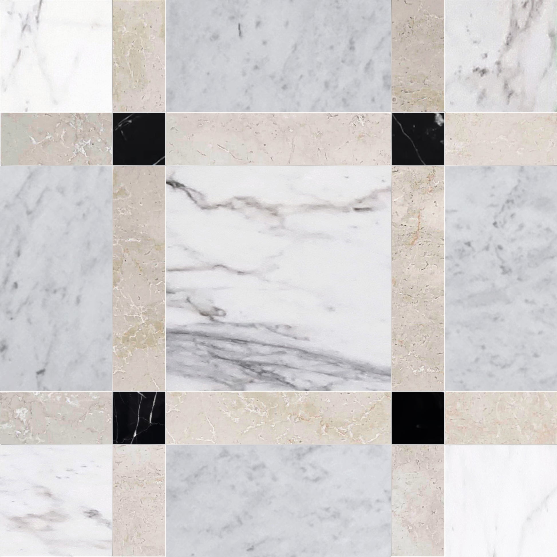 Grid of various marble tile patterns