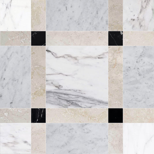 Grid of various marble tile patterns