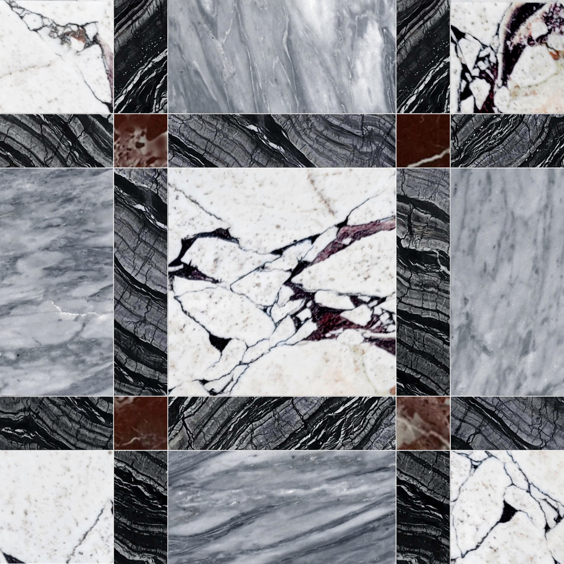 Grid of various marble and stone textures