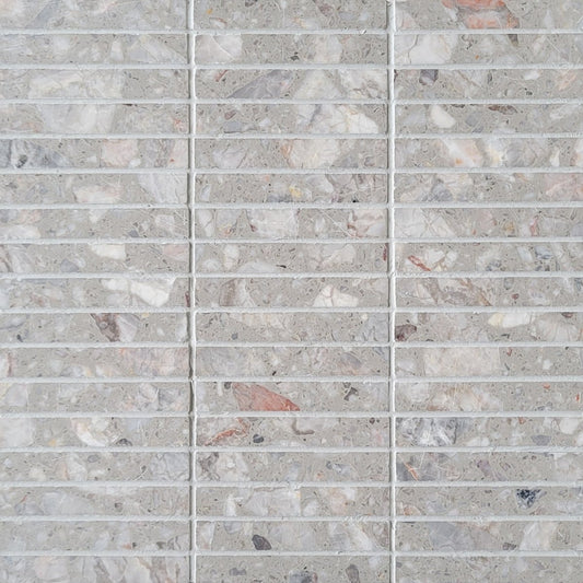 Stacked Nube Marble Terrazzo Honed 5/8''x4'' Mosaic