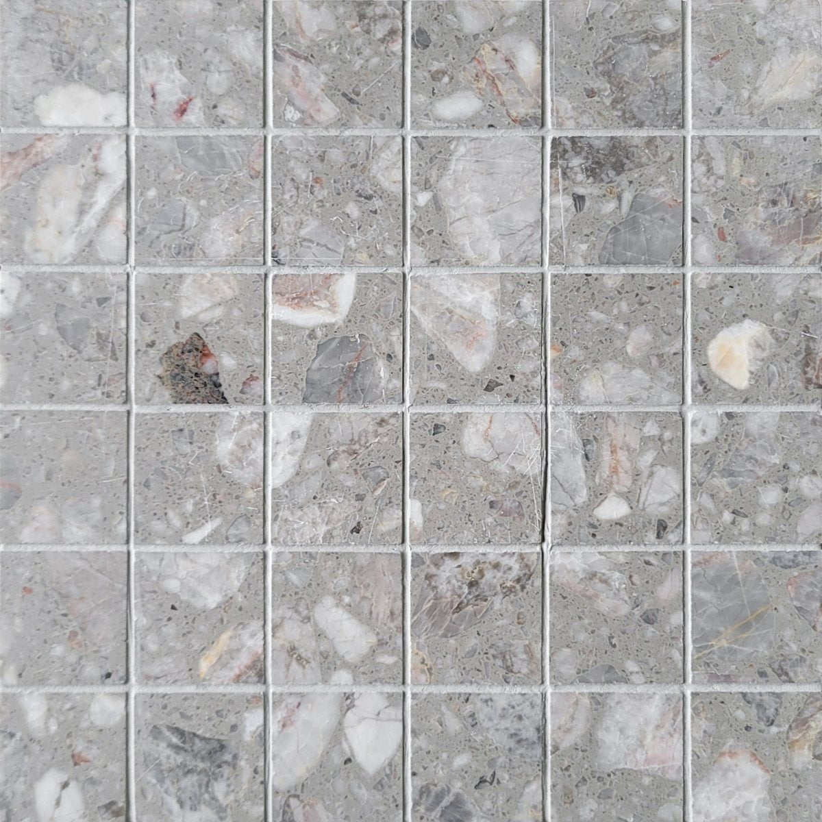 Straight Nube Marble Terrazzo Honed 2''x2'' Mosaic