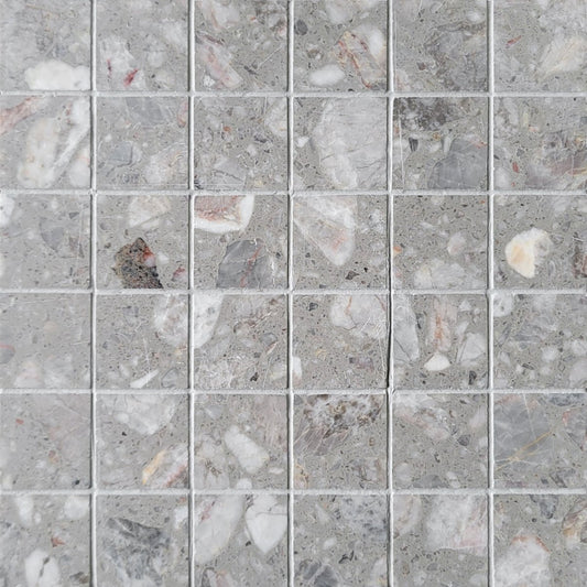 Straight Nube Marble Terrazzo Honed 2''x2'' Mosaic