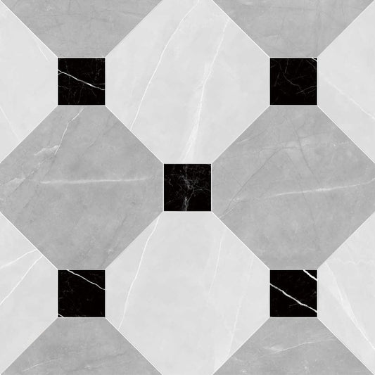 Geometric pattern of gray and black tiles