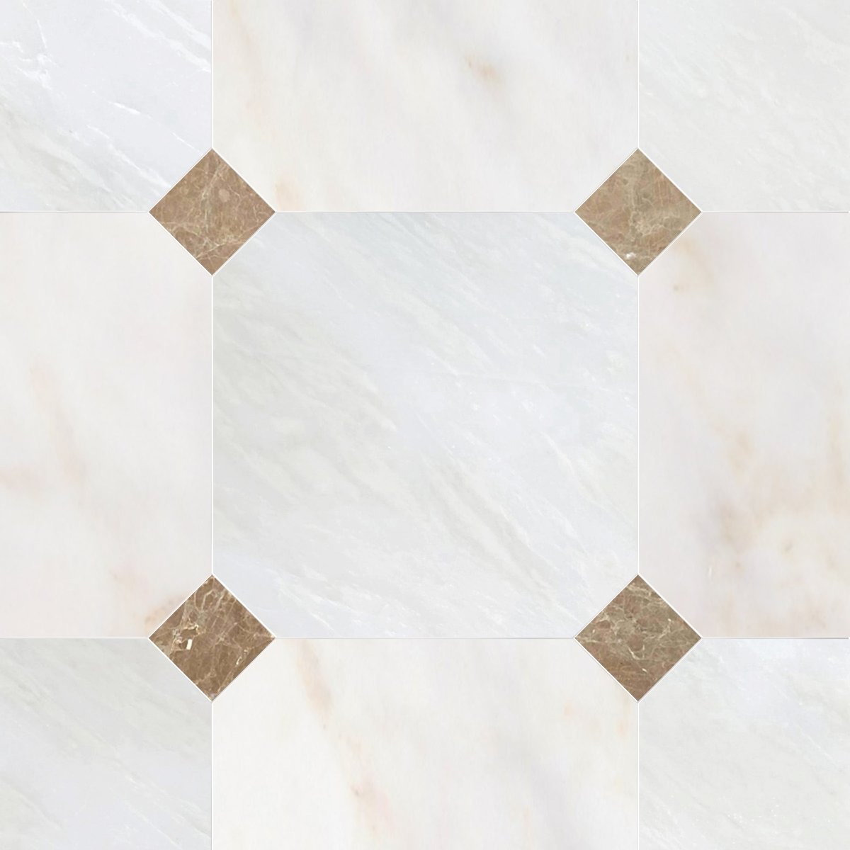 Octagon 18" Calacatta Onciatta & Bianco Rhyno w/ Paradise Dot Tile