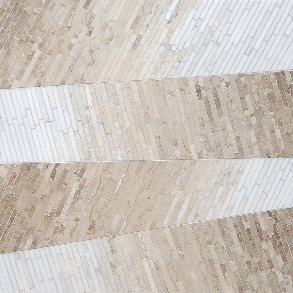 Patterned tile design with beige and white stripes
