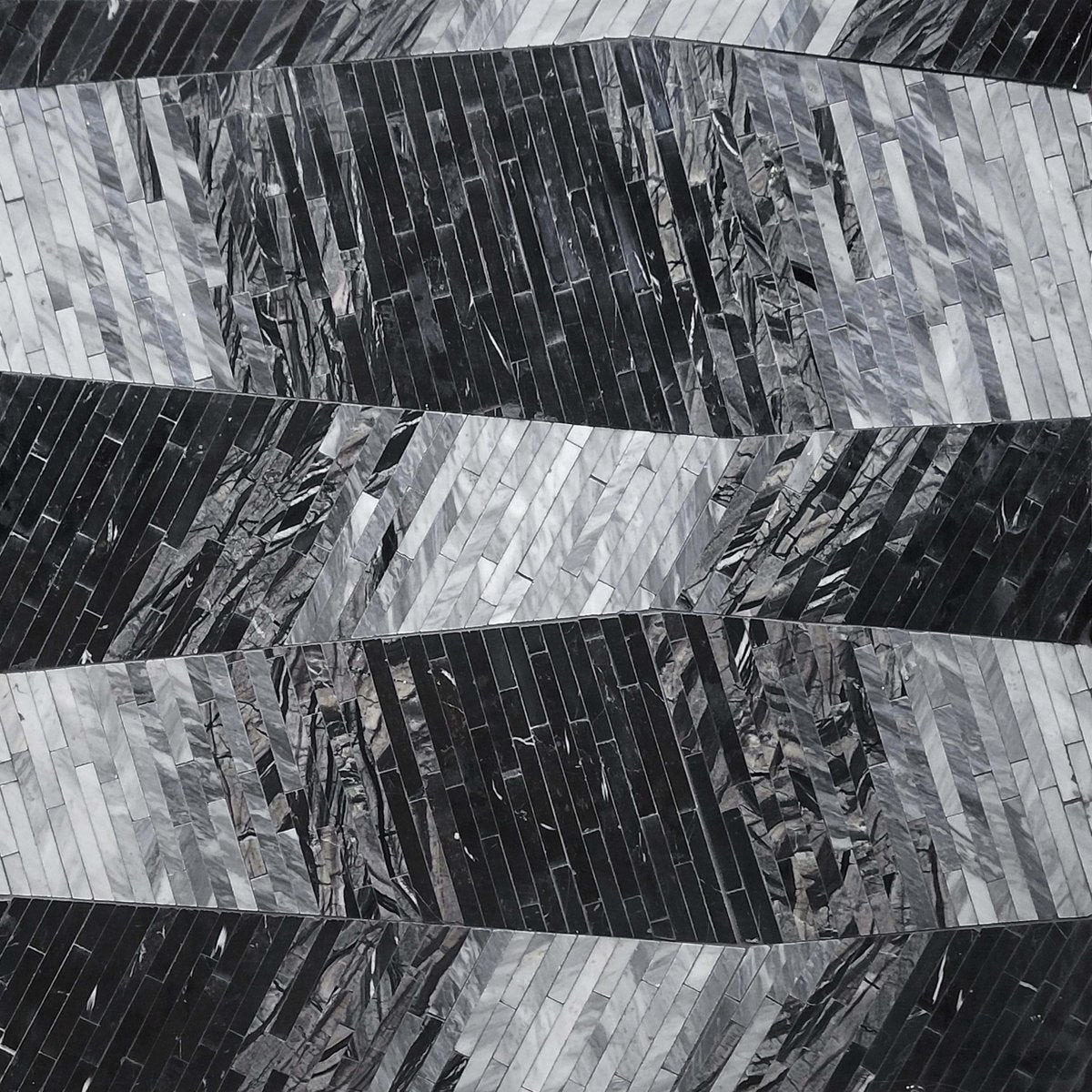 black and grey trapezoid ombre tiles