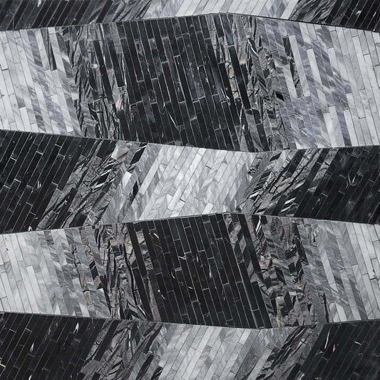 black and grey trapezoid ombre tiles